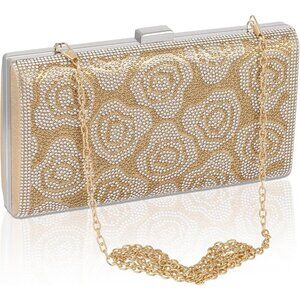 🆕Women’s Rosegold Evening Handbag Leather Fashion Luxury Party Bag Purse